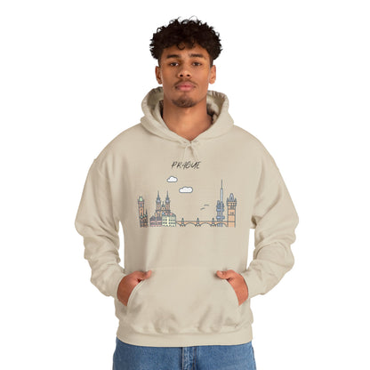 Prague Skyline Hoodie – Minimalist Cityscape Sweatshirt, Prague Souvenir Gift