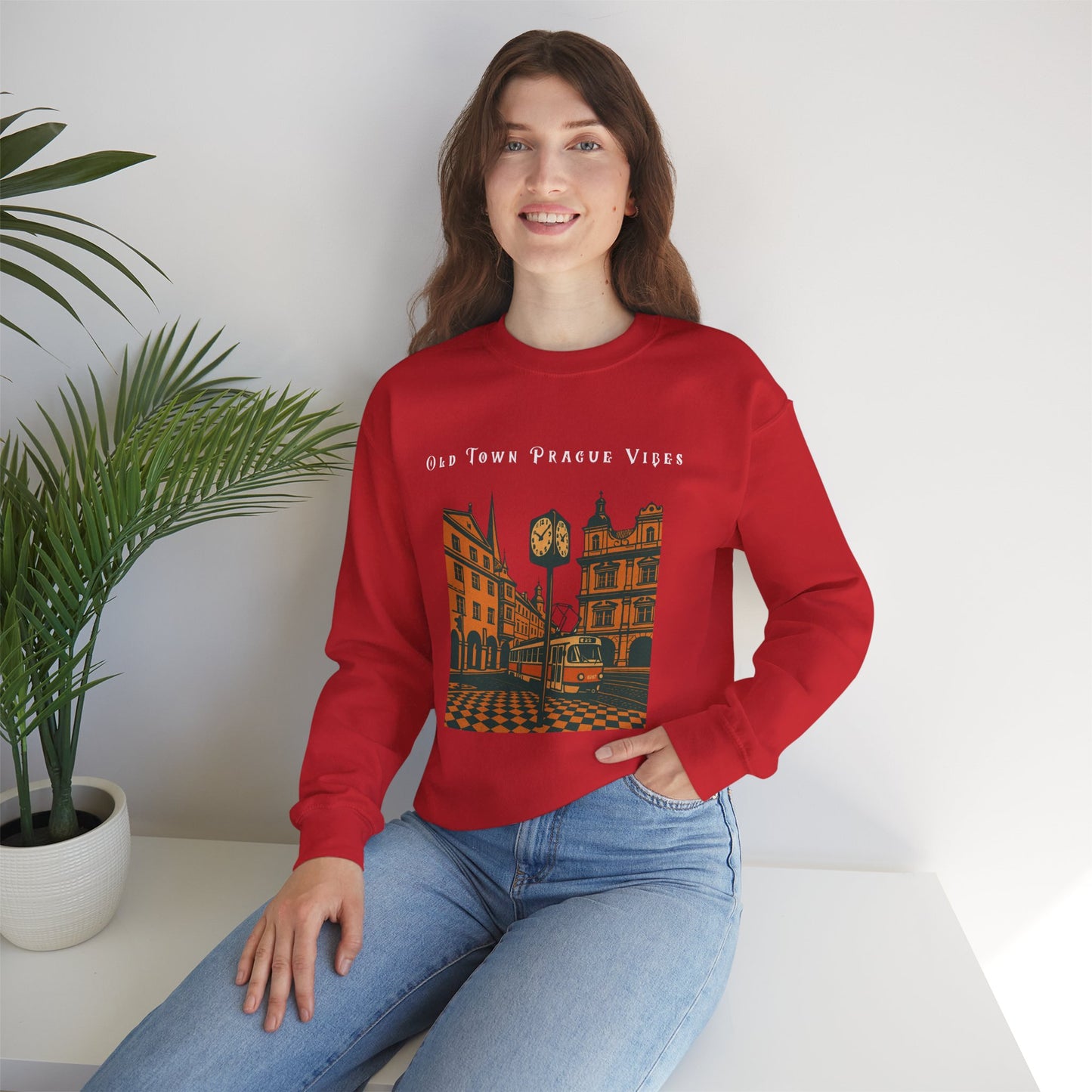 Prague Old Town Sweatshirt  Vintage Czech Republic Crewneck  Travel Souvenir Gift