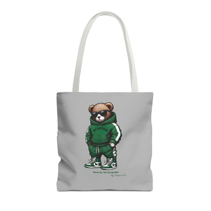 Tote Bag Light grey –  Green Bear by My Keepsake
