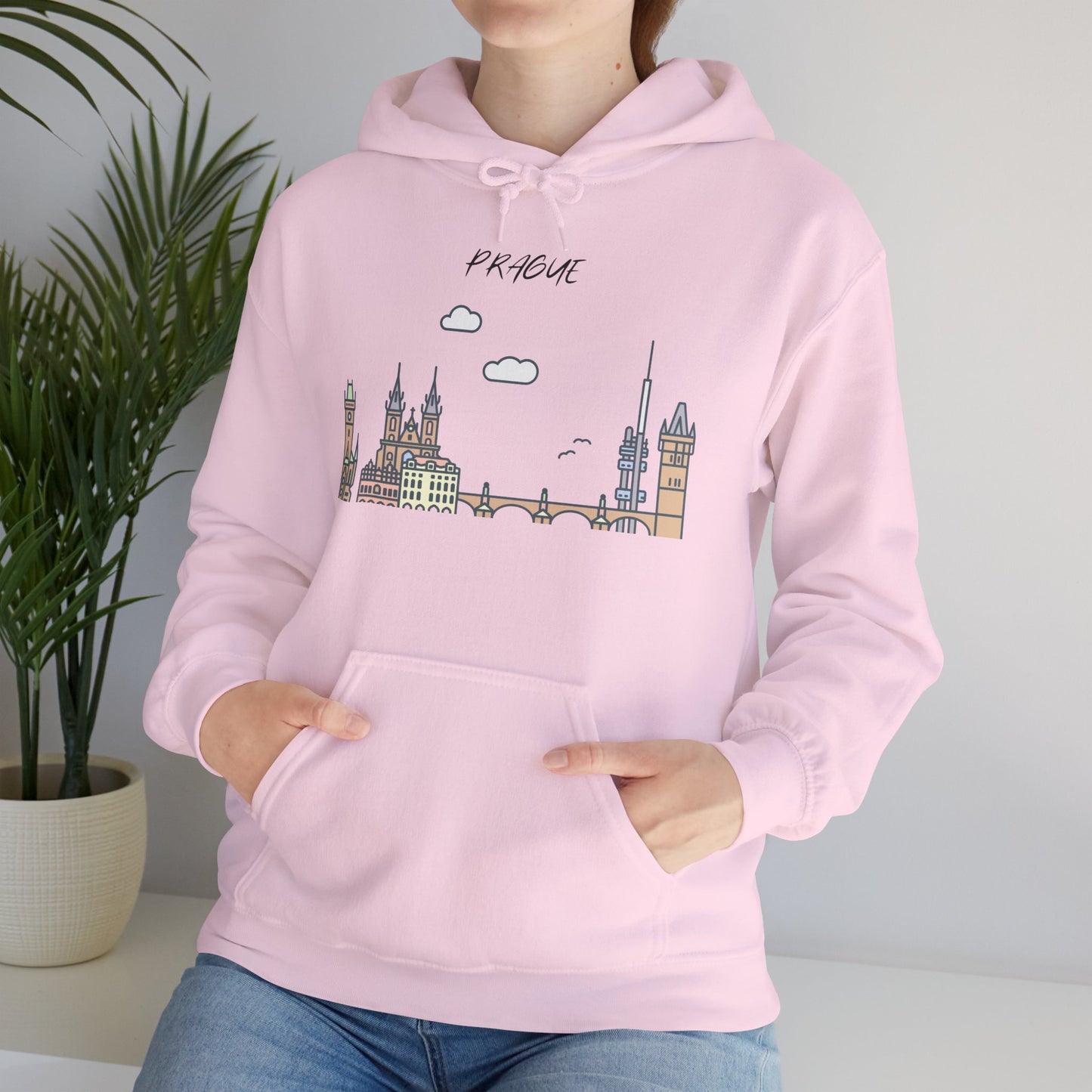 Prague Skyline Hoodie – Minimalist Cityscape Sweatshirt, Prague Souvenir Gift