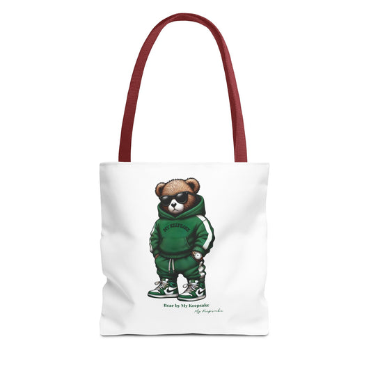 Tote Bag White  – Green Bear by My Keepsake