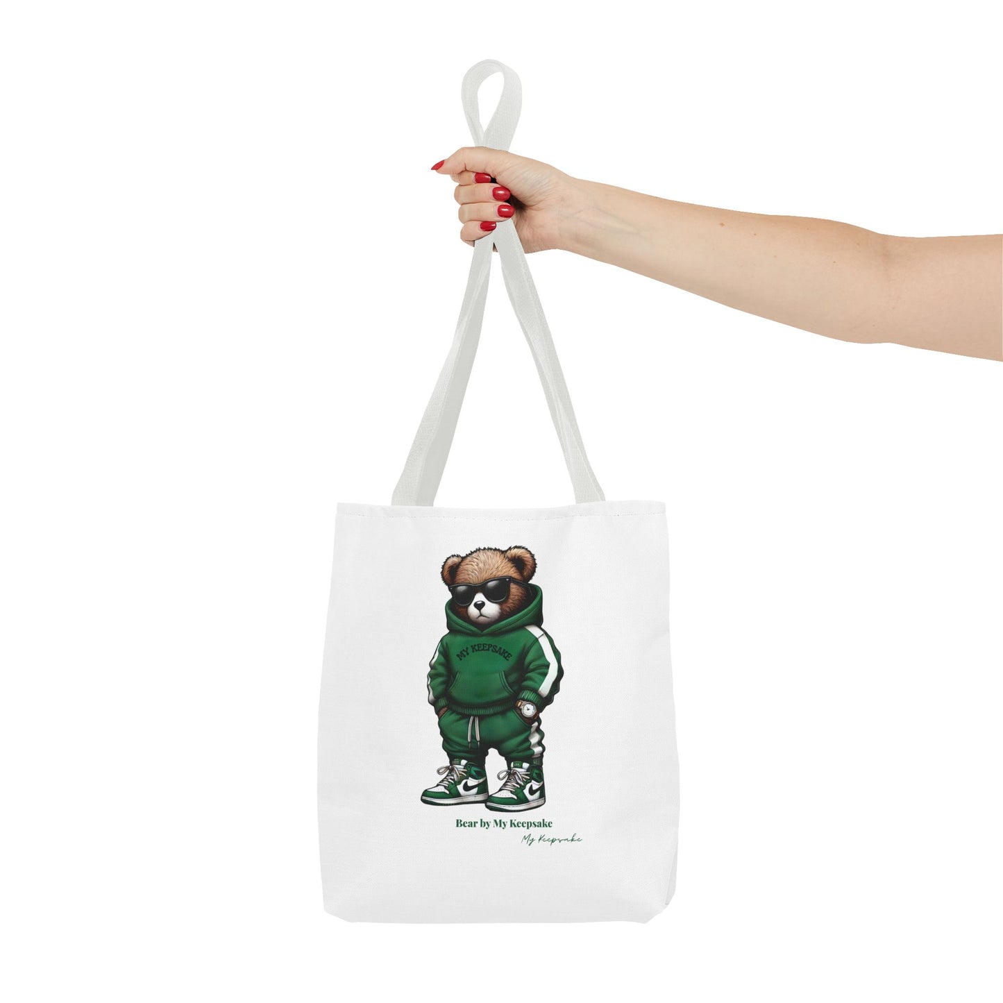 Tote Bag White  – Green Bear by My Keepsake