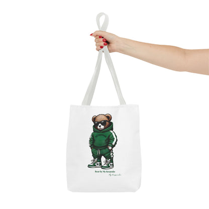 Tote Bag White  – Green Bear by My Keepsake