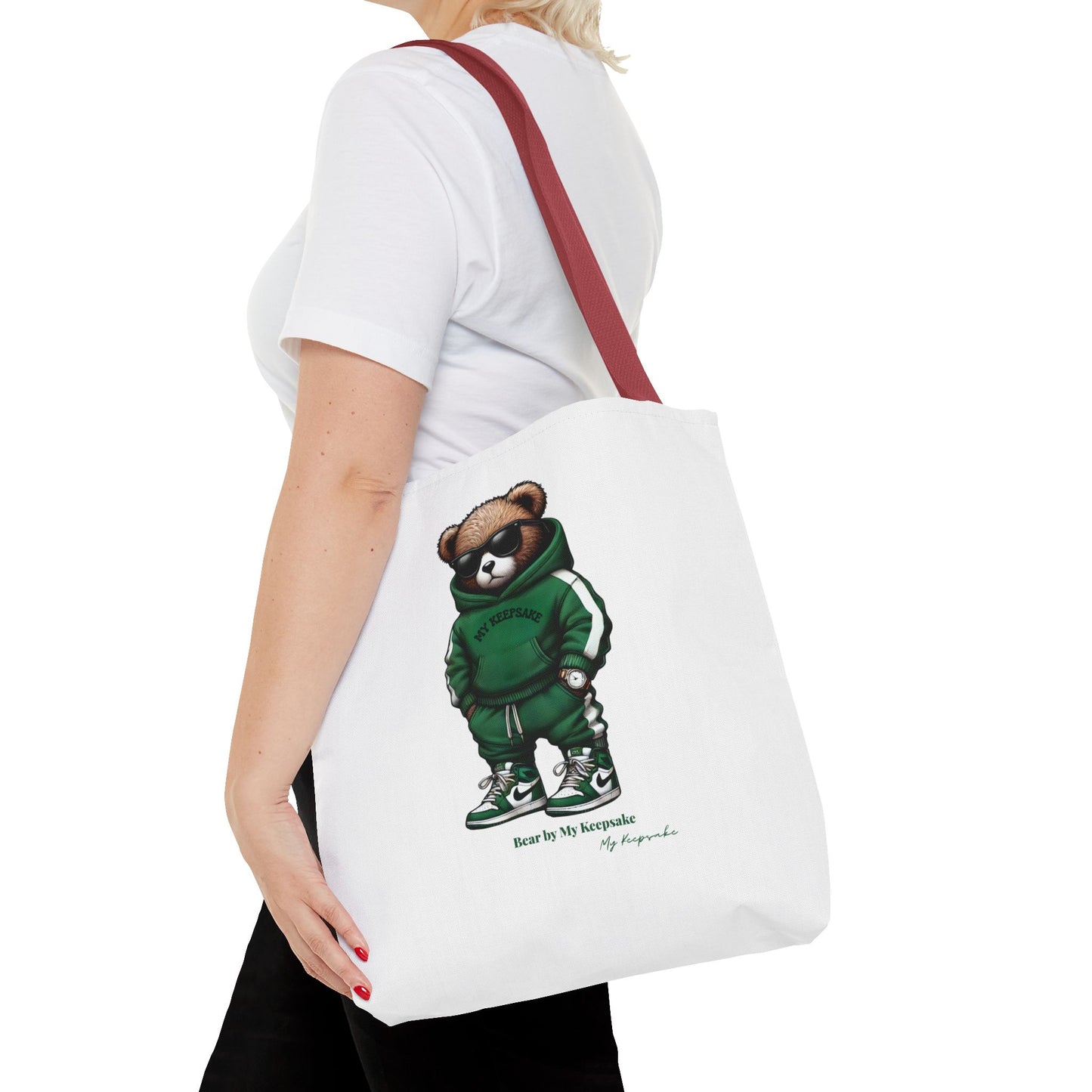 Tote Bag White  – Green Bear by My Keepsake