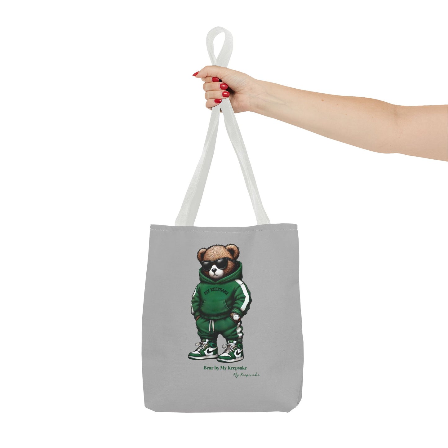 Tote Bag Light grey –  Green Bear by My Keepsake