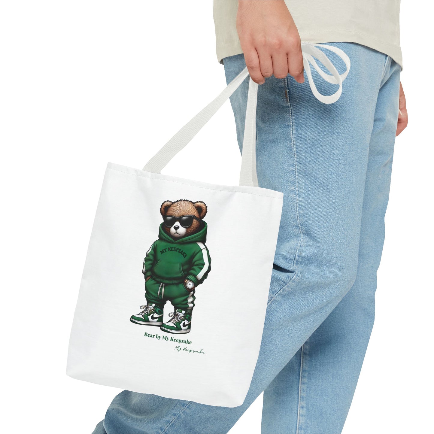 Tote Bag White  – Green Bear by My Keepsake