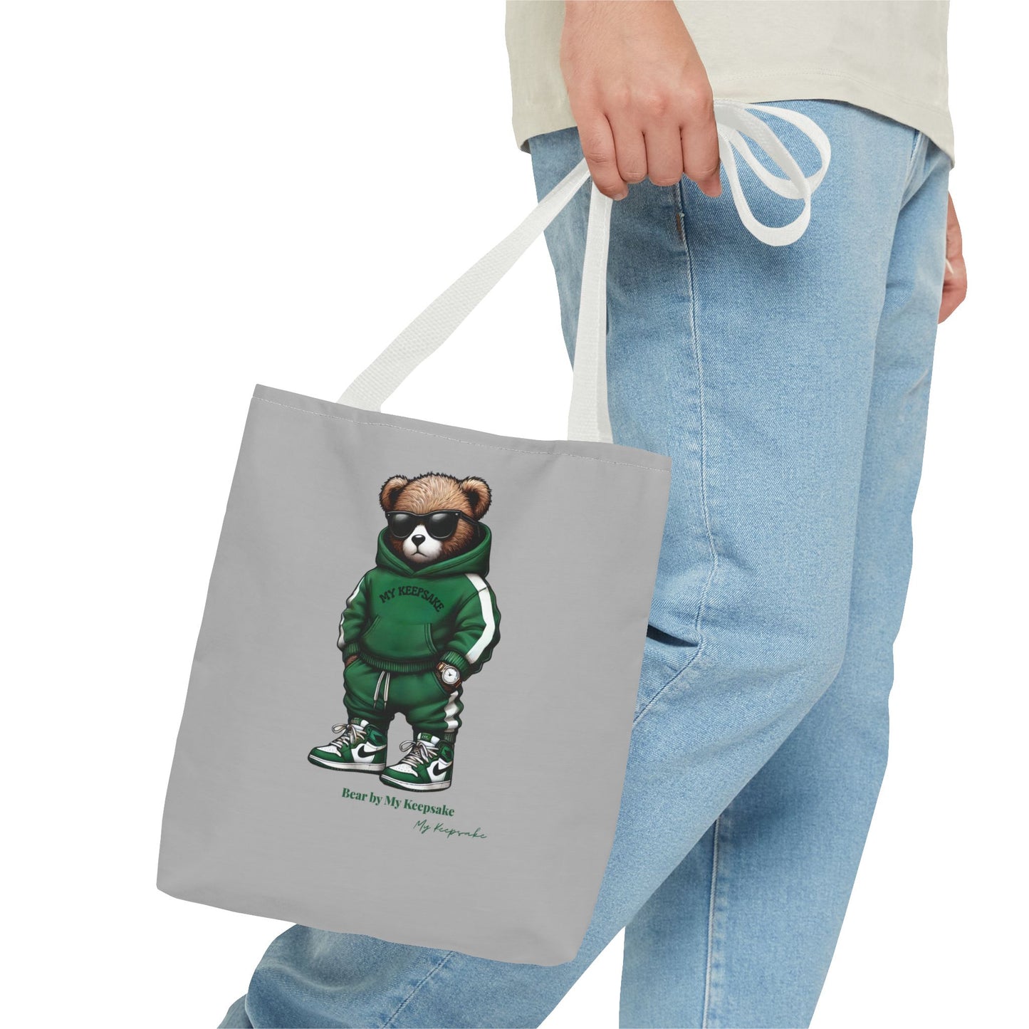 Tote Bag Light grey –  Green Bear by My Keepsake