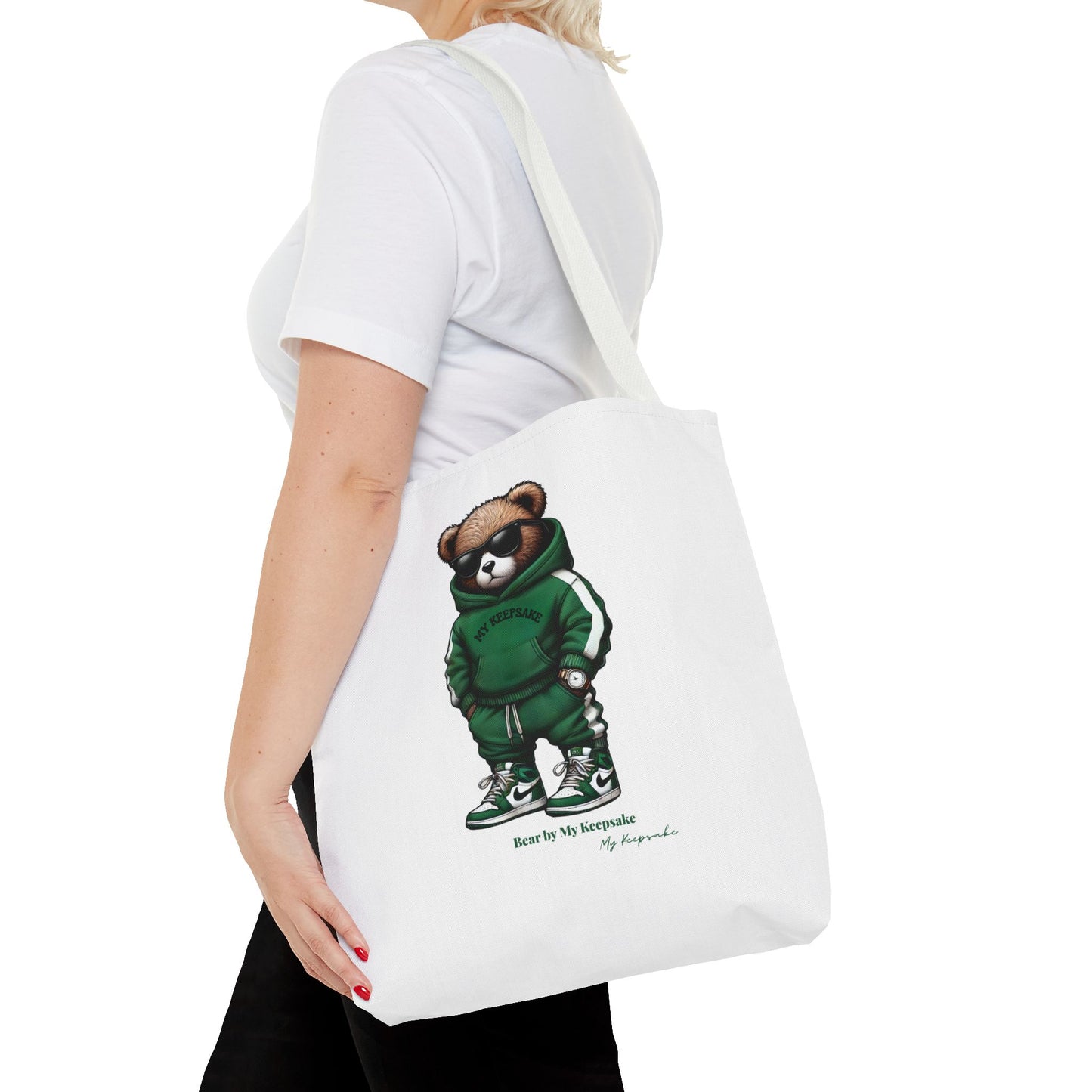 Tote Bag White  – Green Bear by My Keepsake