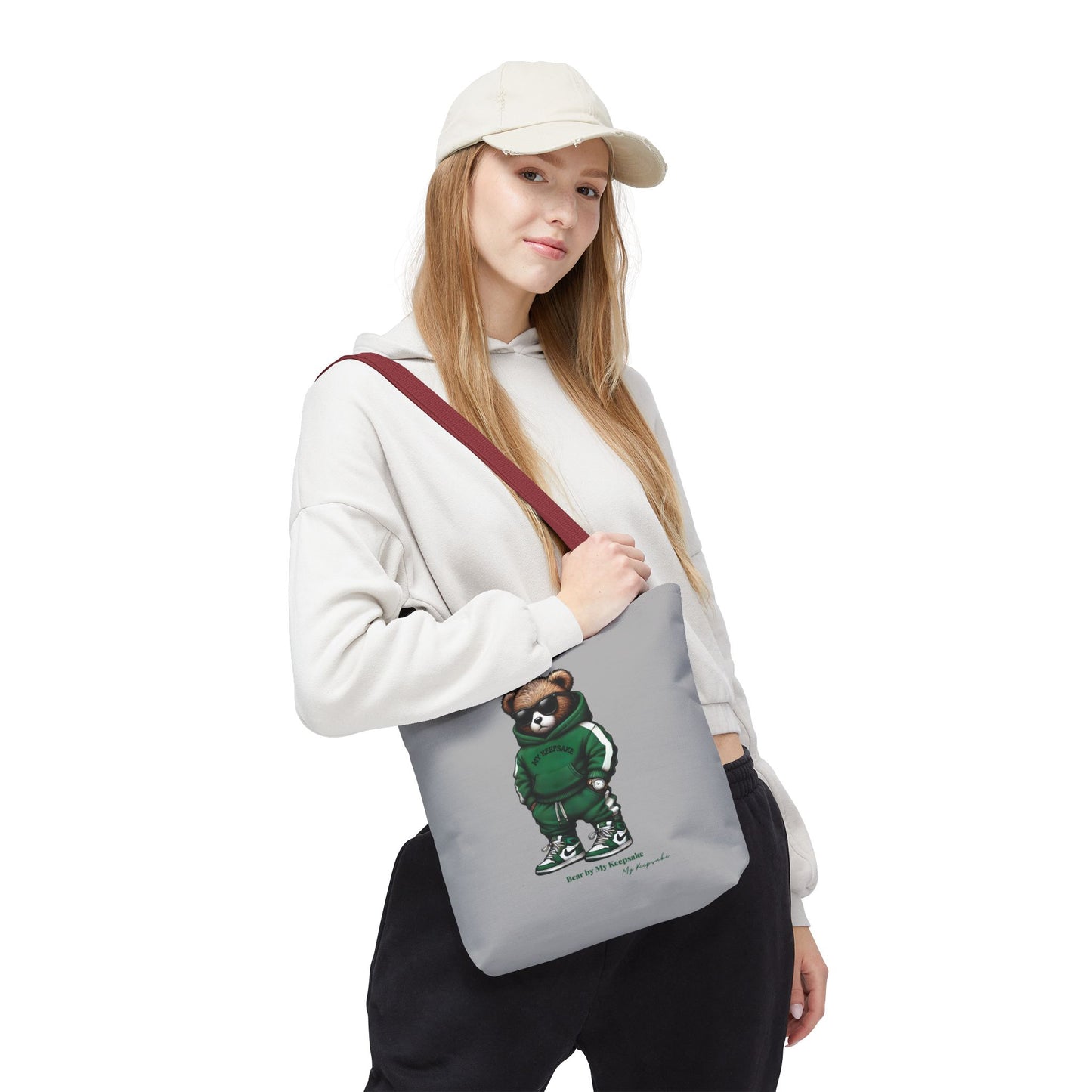 Tote Bag Light grey –  Green Bear by My Keepsake