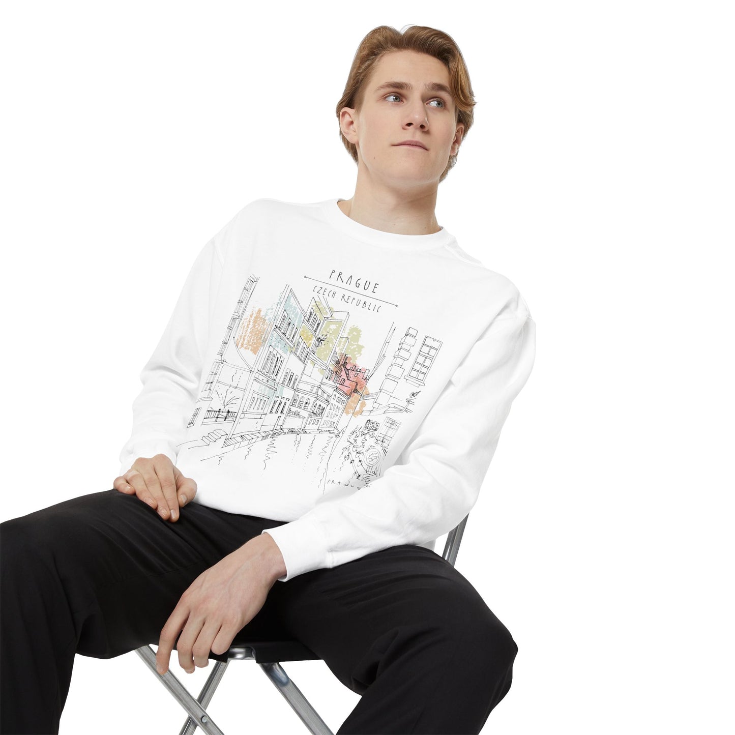 Prague Sketch Unisex Sweatshirt – Vintage City Illustration Crewneck