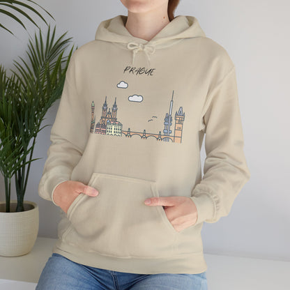 Prague Skyline Hoodie – Minimalist Cityscape Sweatshirt, Prague Souvenir Gift