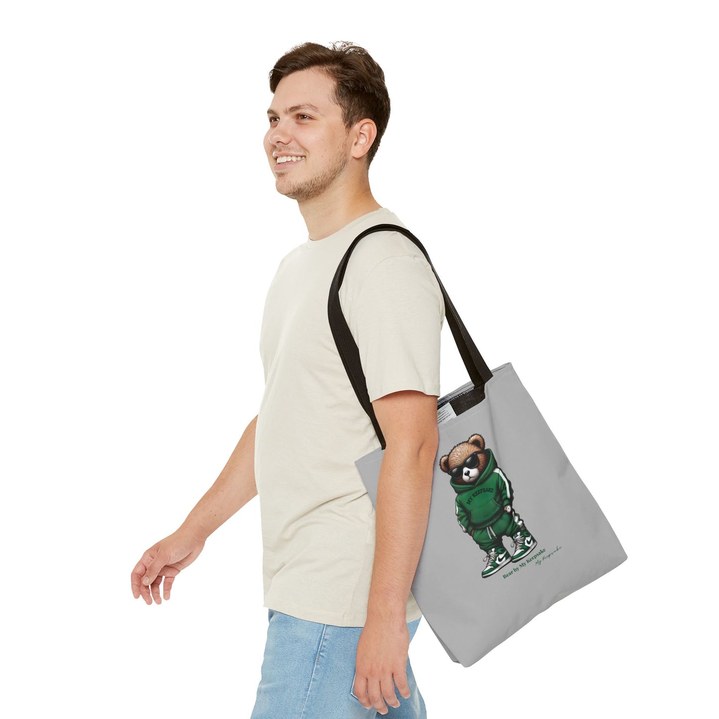 Tote Bag Light grey –  Green Bear by My Keepsake