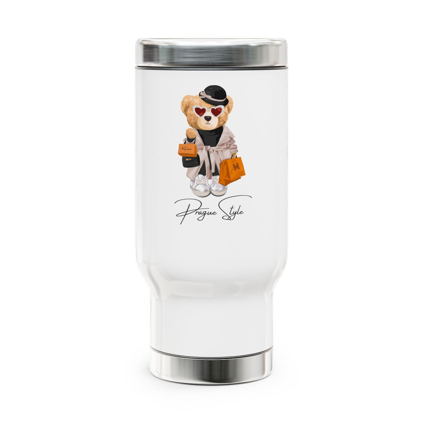 Prague Style Bear Stainless Steel Travel Mug – 14 oz