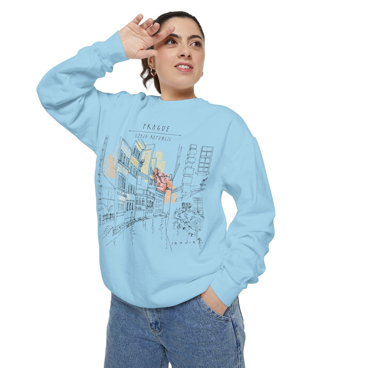 Prague Sketch Unisex Sweatshirt – Vintage City Illustration Crewneck