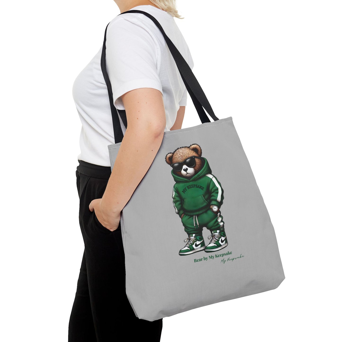 Tote Bag Light grey –  Green Bear by My Keepsake