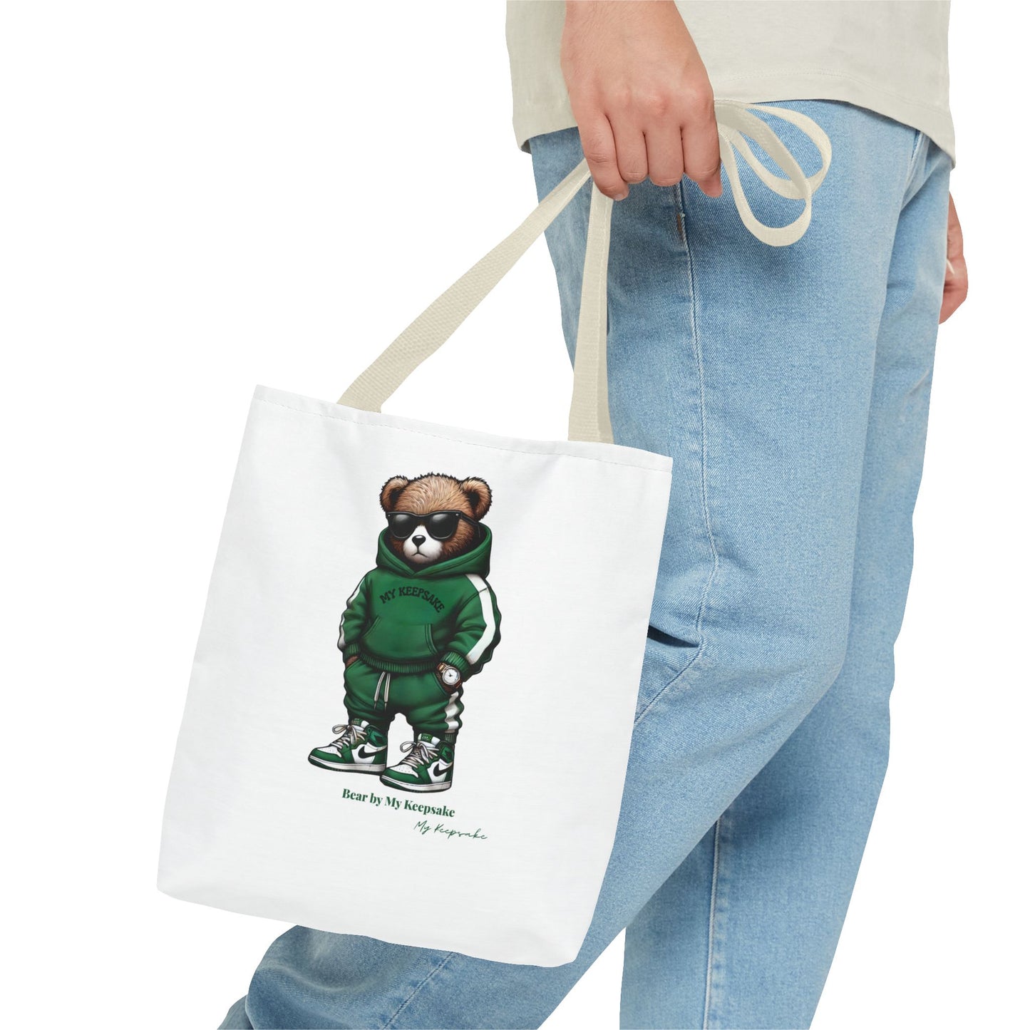 Tote Bag White  – Green Bear by My Keepsake