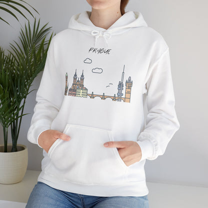 Prague Skyline Hoodie – Minimalist Cityscape Sweatshirt, Prague Souvenir Gift