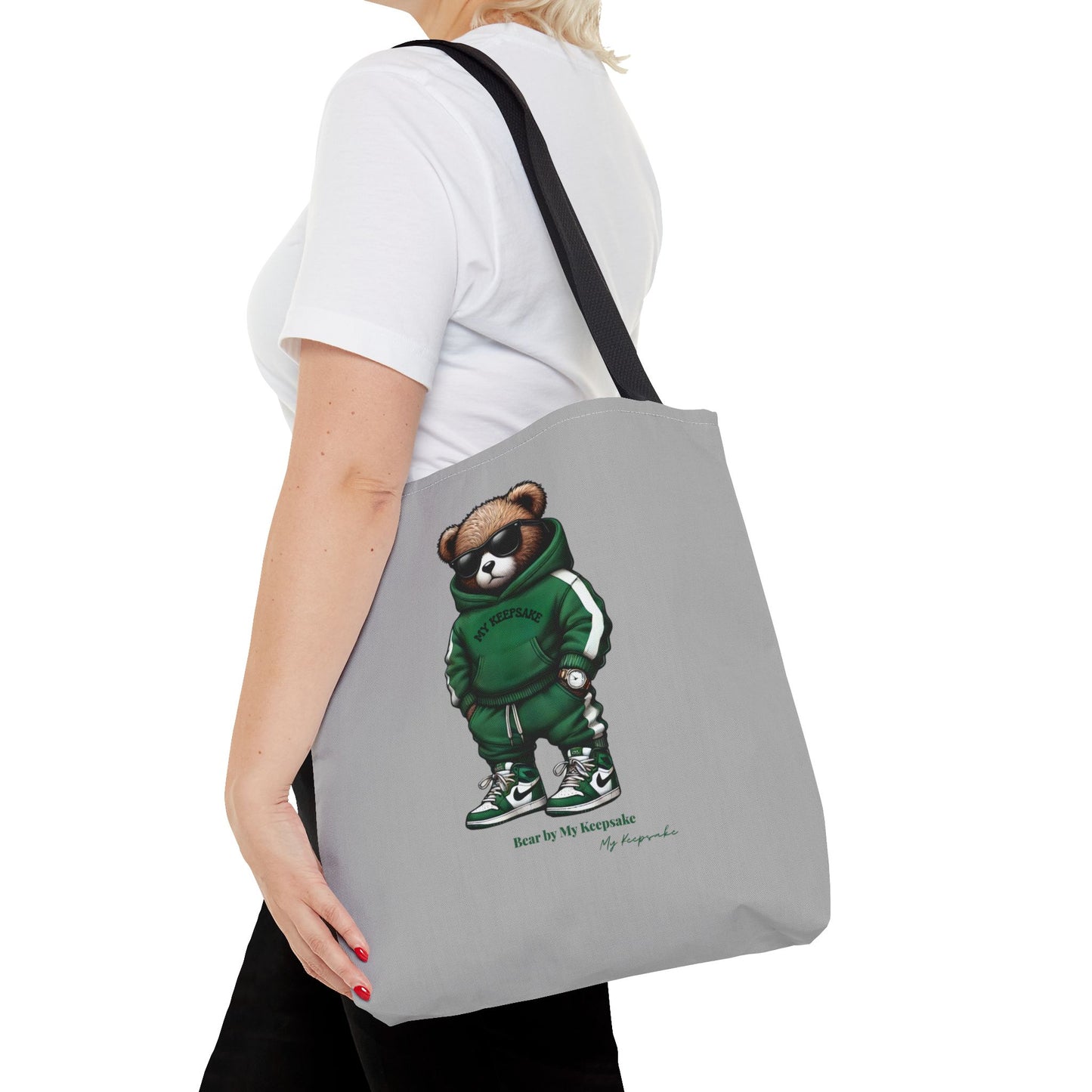 Tote Bag Light grey –  Green Bear by My Keepsake