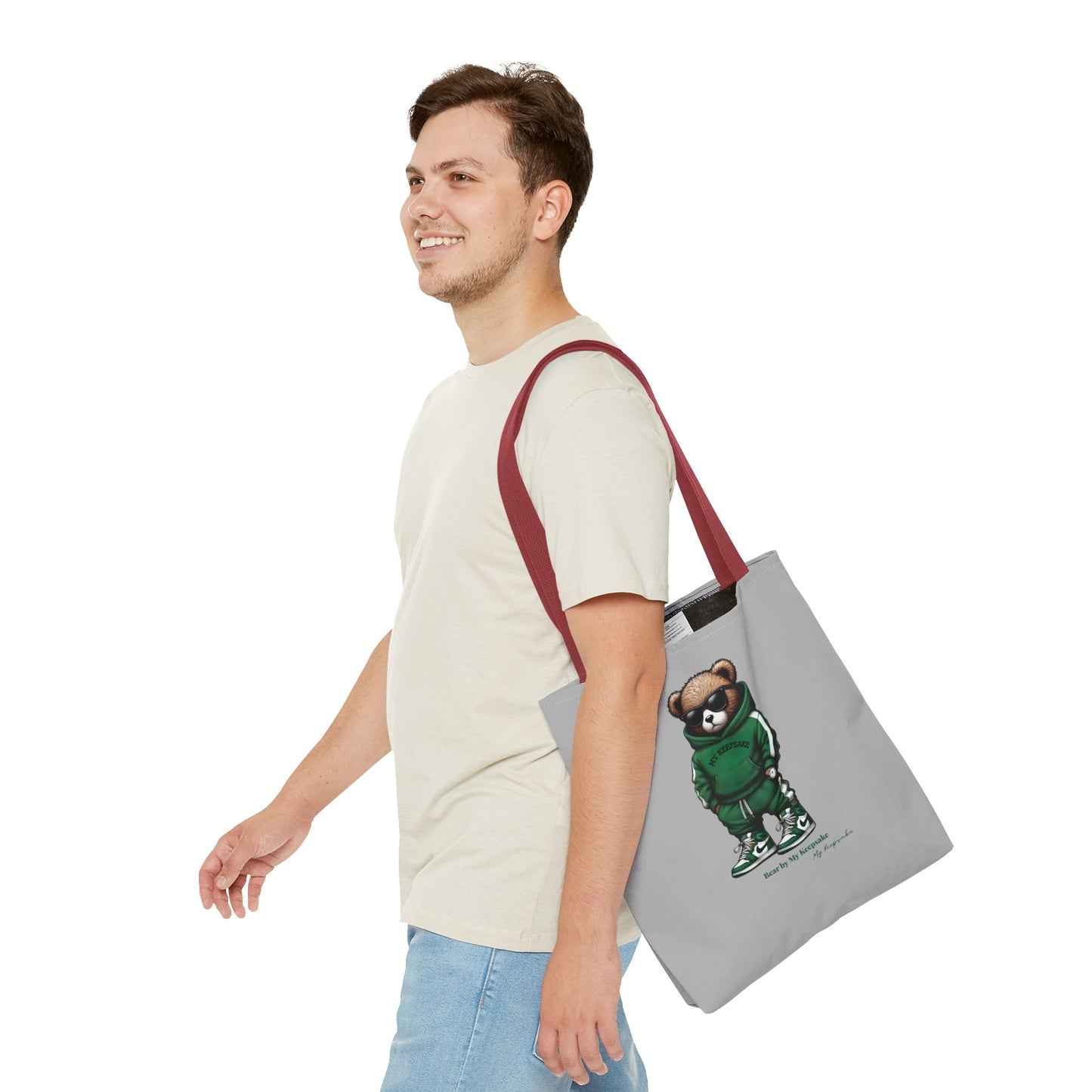 Tote Bag Light grey –  Green Bear by My Keepsake