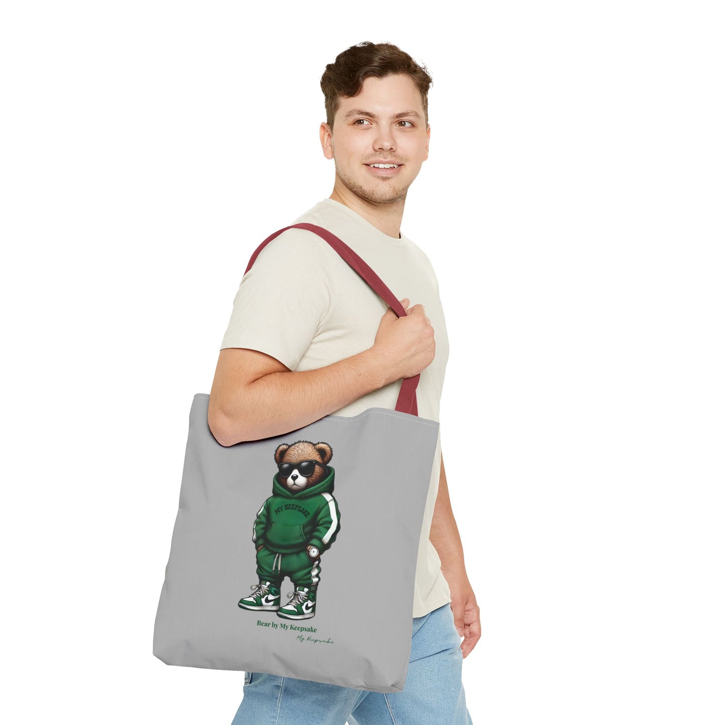 Tote Bag Light grey –  Green Bear by My Keepsake