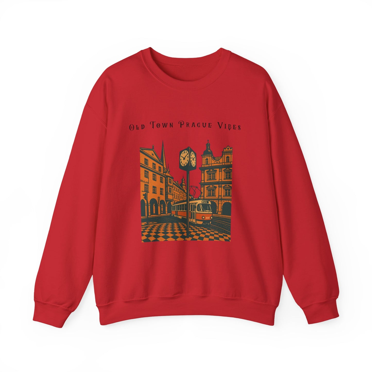 Prague Old Town Sweatshirt  Vintage Czech Republic Crewneck  Travel Souvenir Gift