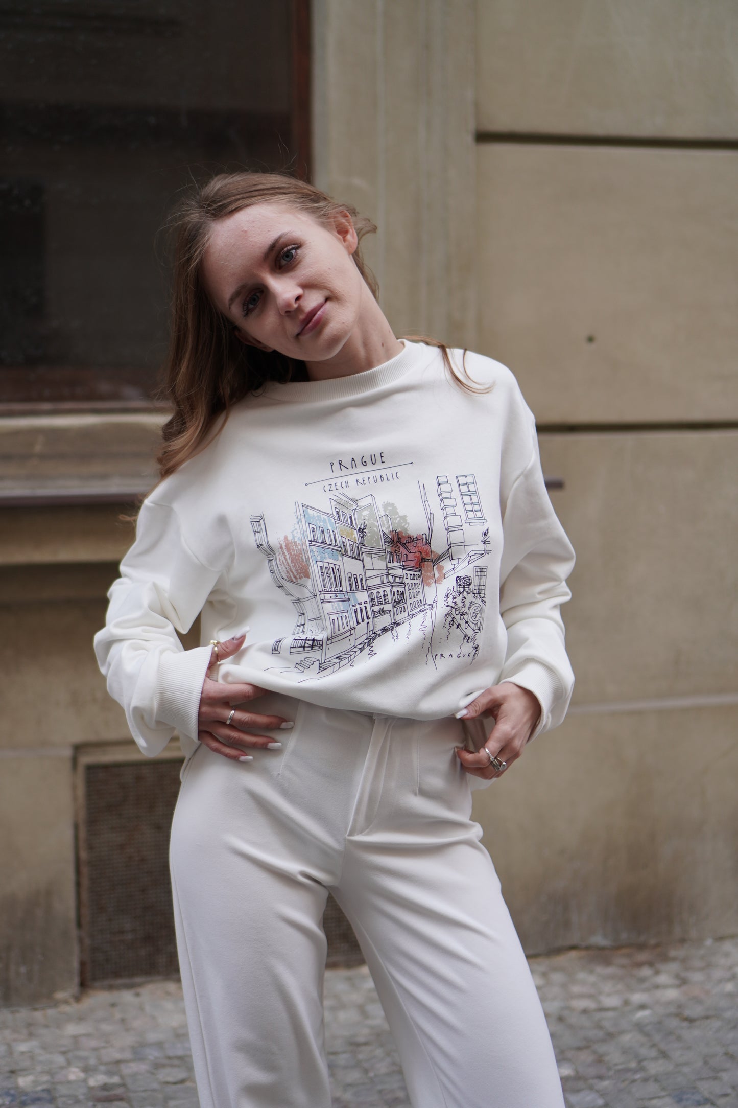 Prague Sketch Unisex Sweatshirt – Vintage City Illustration Crewneck