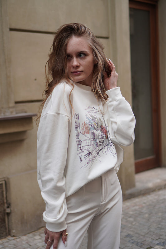 Prague Sketch Unisex Sweatshirt – Vintage City Illustration Crewneck