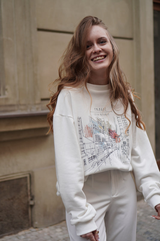 Prague Sketch Unisex Sweatshirt – Vintage City Illustration Crewneck