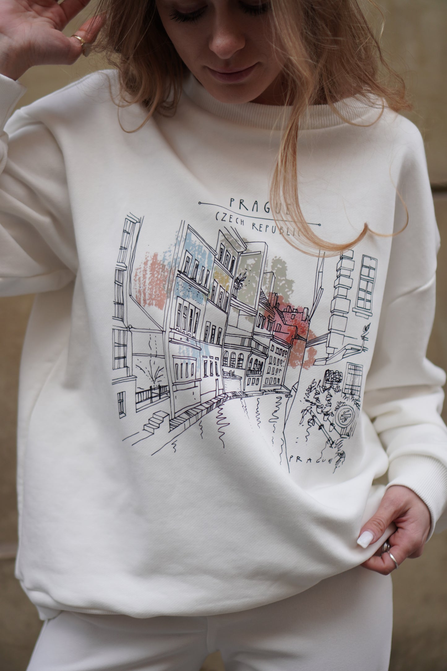 Prague Sketch Unisex Sweatshirt – Vintage City Illustration Crewneck