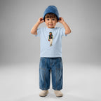Baby Winter Club Bear T-Shirt in light blue with teddy bear print