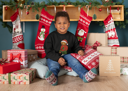 Cozy Christmas Bear Toddler Sweatshirt | Festive Holiday Gift for Kids, Santa Bear Design