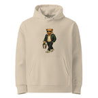Desert Dust organic cotton hoodie with Champagne Weekend Bear design
