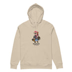 Desert Dust Shopaholic Teddy Bear organic cotton hoodie front view