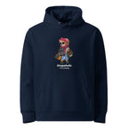 French navy organic cotton hoodie with Shopaholic Teddy Bear I Love Shopping design