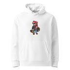 White organic cotton hoodie with Shopaholic Teddy Bear I Love Shopping design