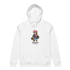 White Shopaholic Teddy Bear organic cotton hoodie front view